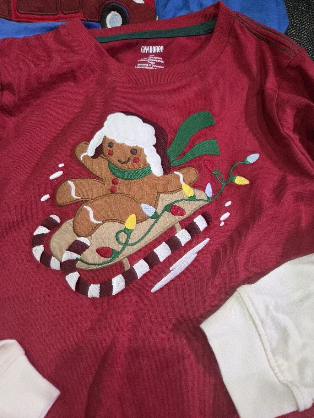 Boys Holiday Embroidered Long-Sleeve Tops